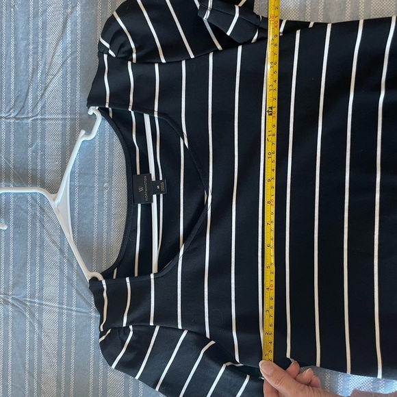 Women's Black and White Striped Top - Picture 4 of 5